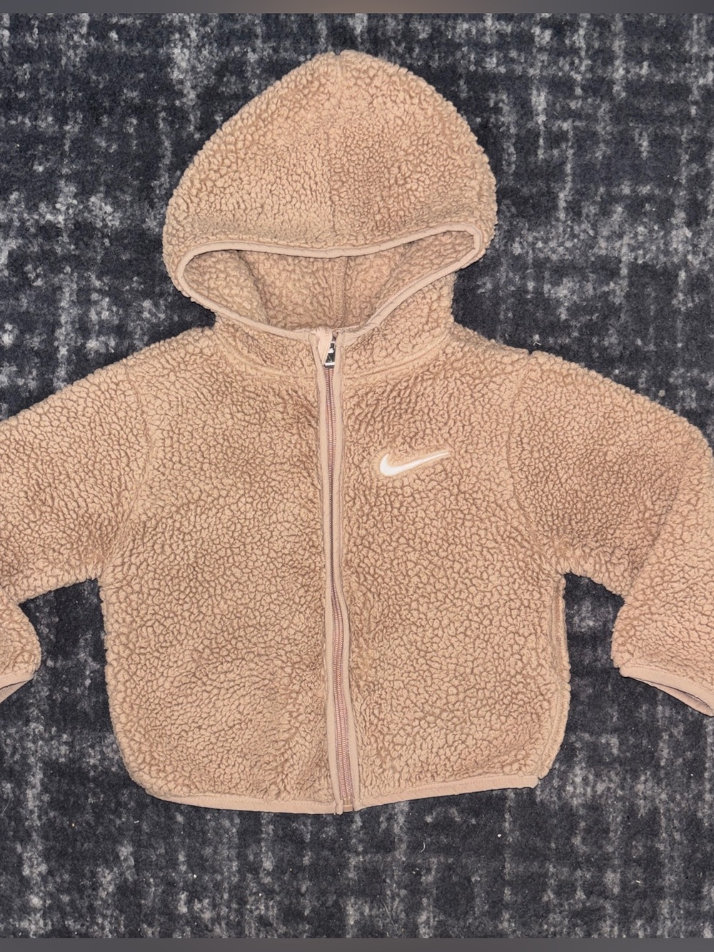 Nike Toddler Sherpa Fleece Full Zip Hoodie Jacket Tan Beige 3T Unisex